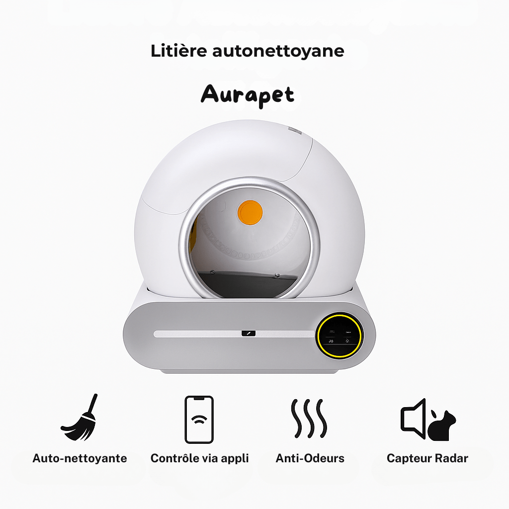 Litière Autonettoyante Intelligente pour Chat - Automatique & Connectée Anti - Odeurs Ti Pro - Aurapet
