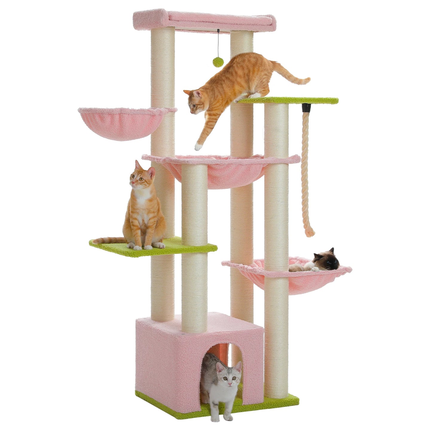 Grand Arbre à Chat XXL 170 cm – Tour Robuste avec 11 Griffoirs en Sisal, Hamacs & Perchoirs - Aurapet
