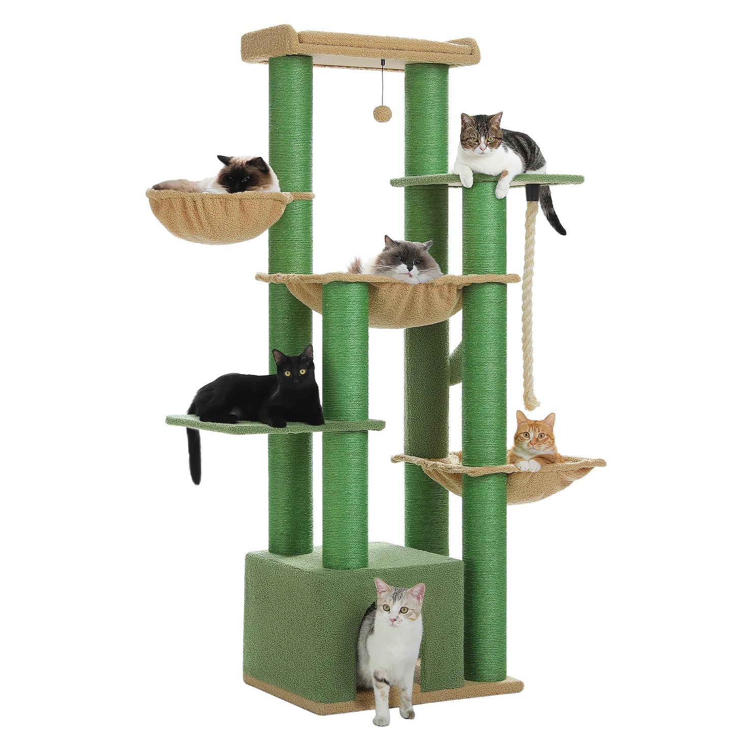 Grand Arbre à Chat XXL 170 cm – Tour Robuste avec 11 Griffoirs en Sisal, Hamacs & Perchoirs - Aurapet