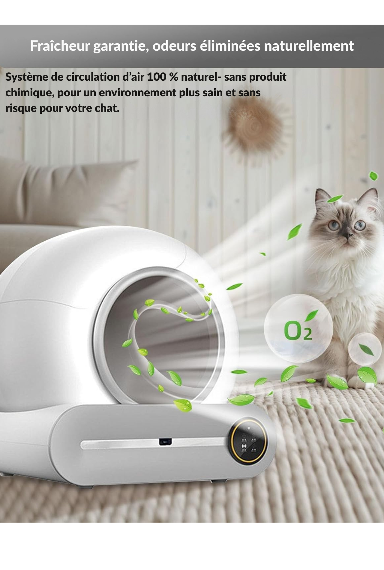 Litière Autonettoyante Intelligente pour Chat - Automatique & Connectée Anti-Odeurs Ti Pro
