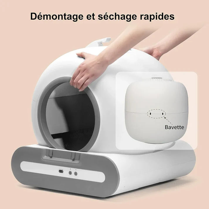 Litière auto-nettoyante pour chat avec contrôle par application, grande capacité, sécurité et confort multi-chats