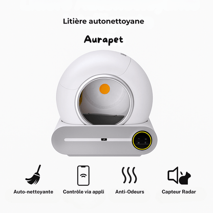 Litière Autonettoyante Intelligente pour Chat - Automatique & Connectée Anti - Odeurs Ti Pro - Aurapet