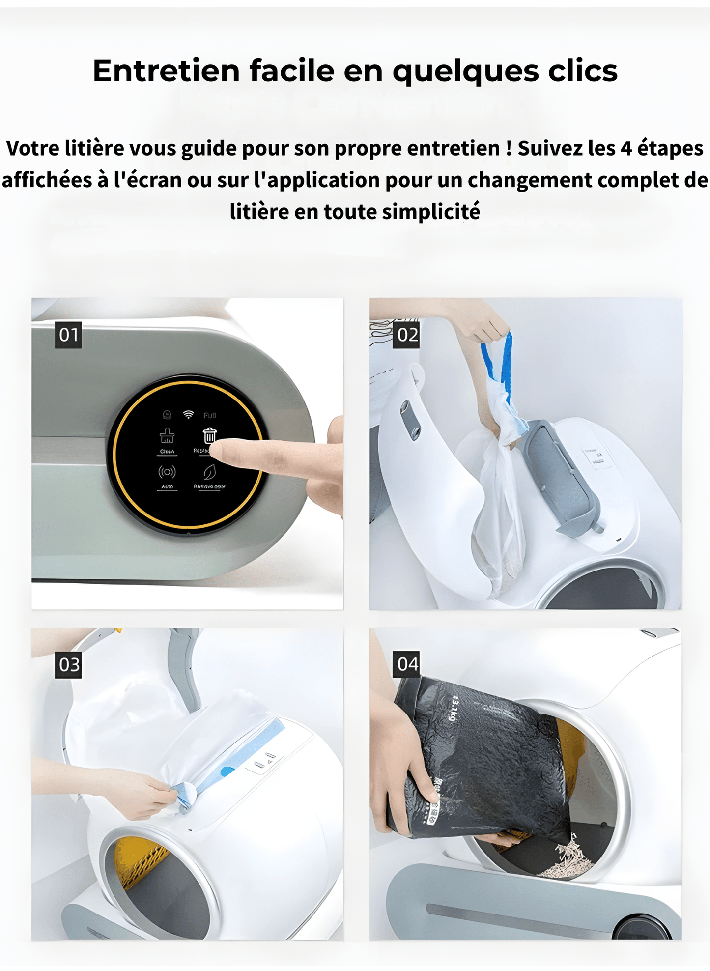 Litière Autonettoyante Intelligente pour Chat - Automatique & Connectée Anti - Odeurs Ti Pro - Aurapet